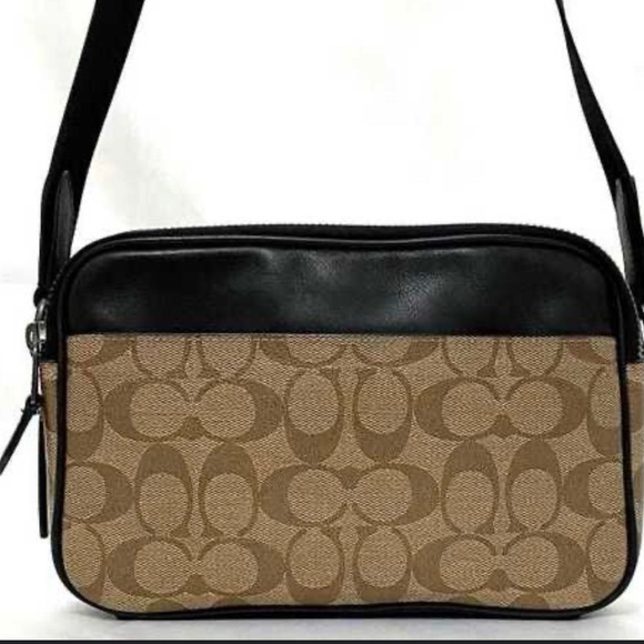 Coach Graham Crossbody Signature Bag Canvas Khaki Black - Picture 3 of 12